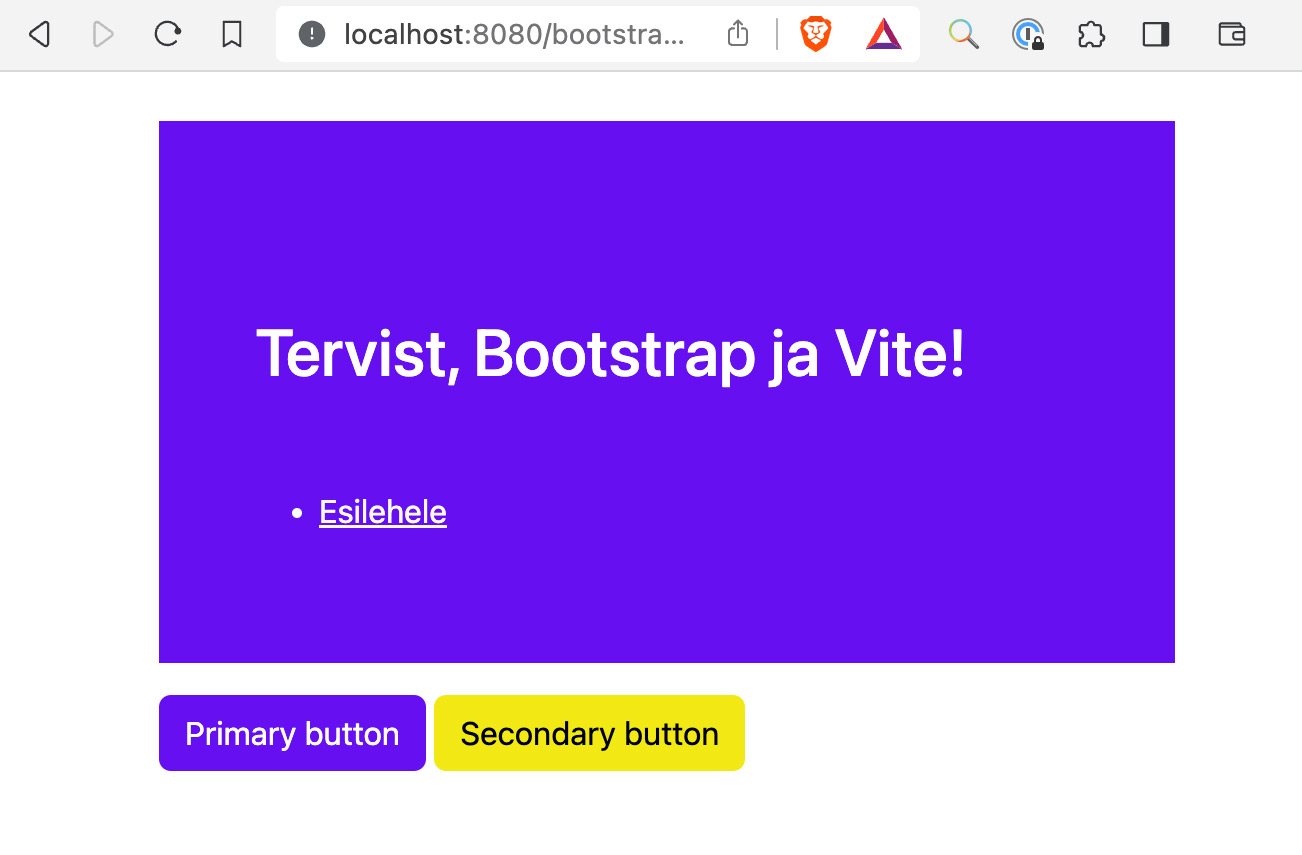 Bootstrap muudetud värvidega